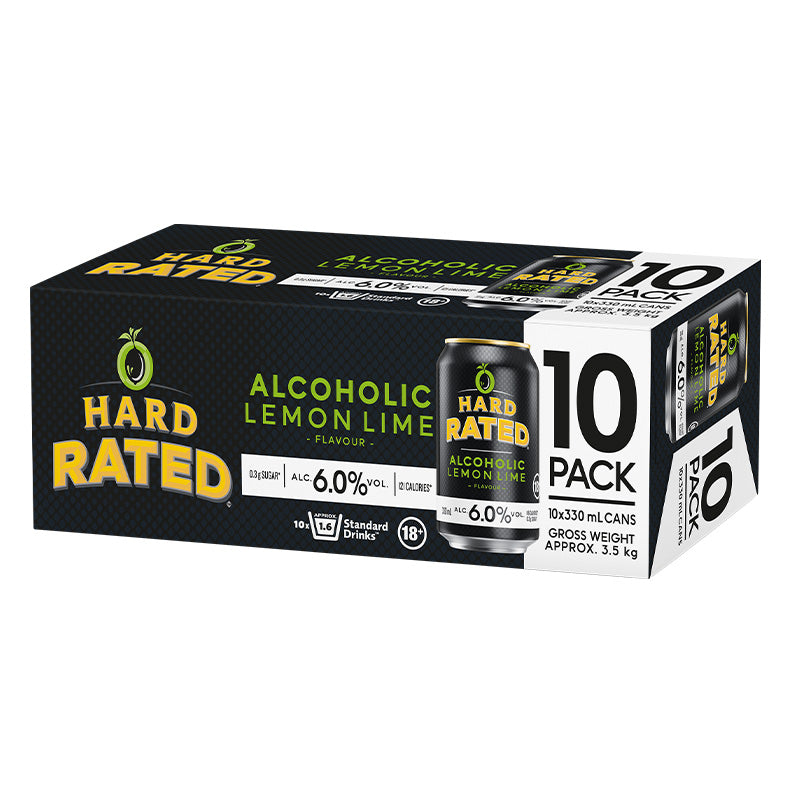 Hard Rated Alcoholic Lemon Lime cans 10pk