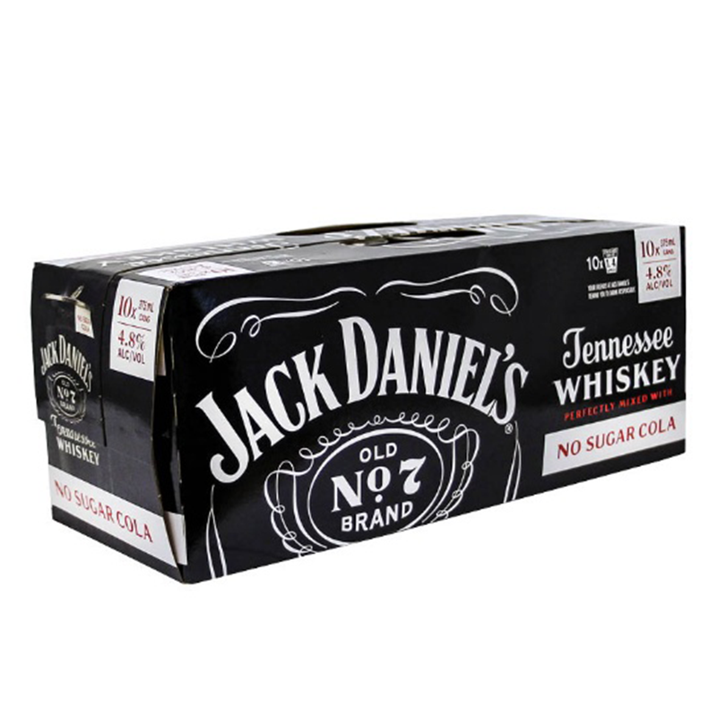 Jack Daniel's No Sugar Cola 4.8% 375ml 10pk Cans