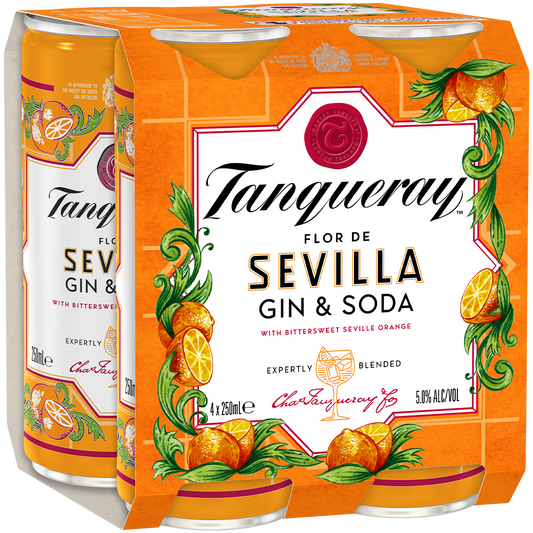 Tanqueray Sevilla & Soda 5% 4x250ml Cans