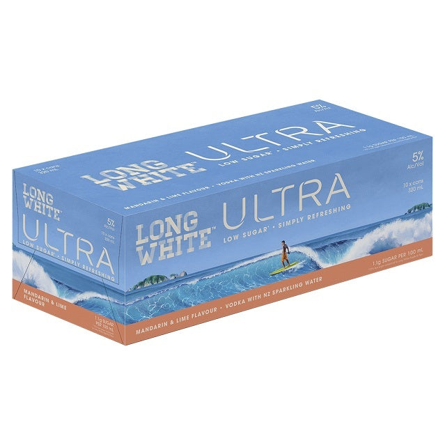 Long White Ultra Mandarin And Lime 10pk 320ml Cans Thirsty Liquor 6060