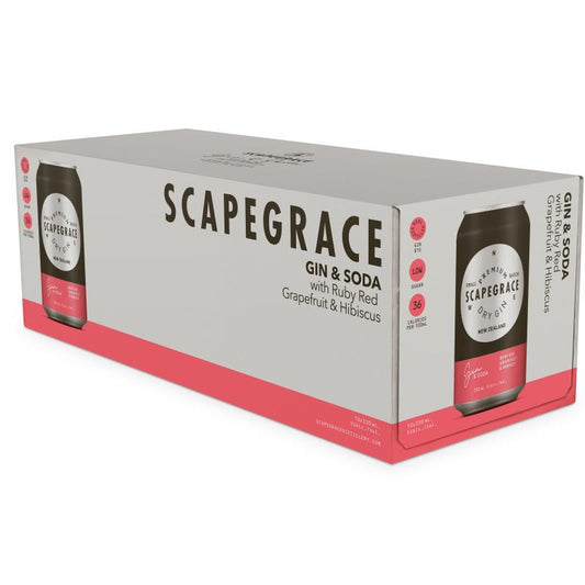 Scapegrace Gin & Soda Grapefruit & Hibiscus 5% Cans 10x330ml