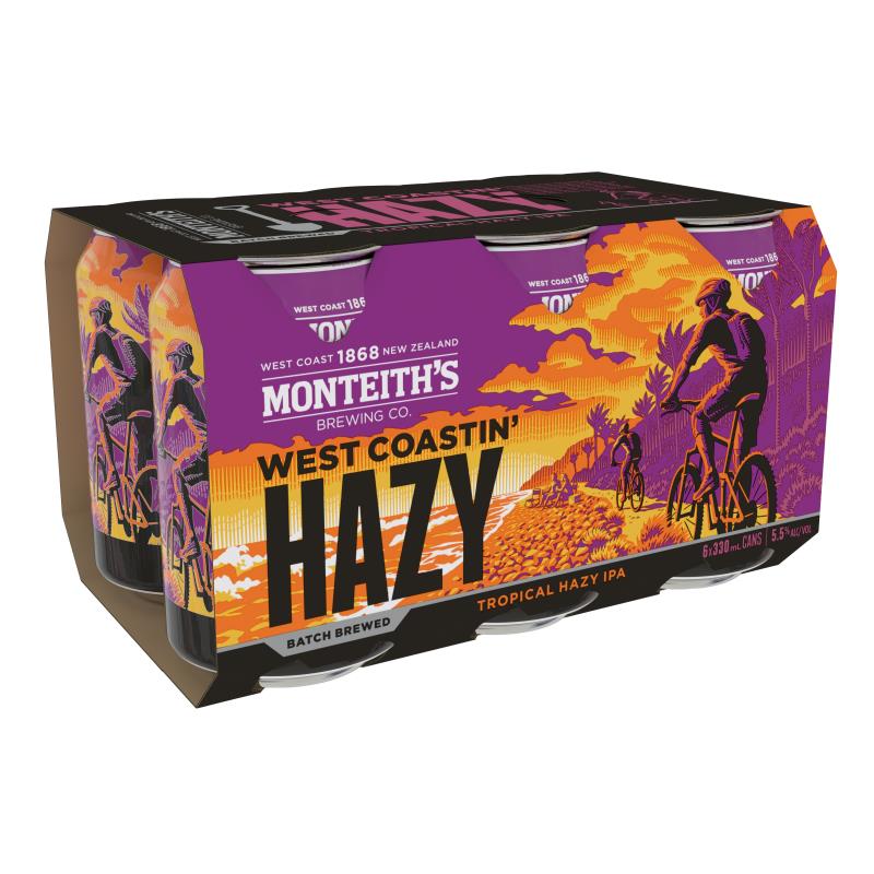 Monteith's Batch Brewed West Coastin' Hazy IPA Cans 6x330ml