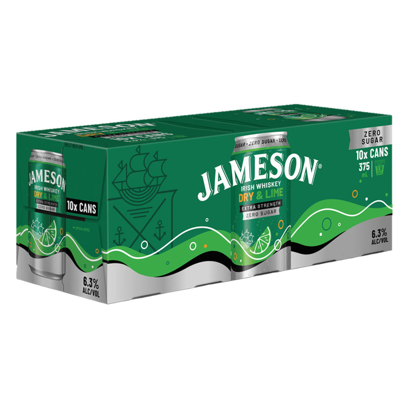 Jameson Dry & Lime Zero Sugar 6.3% 375ml cans 10pk