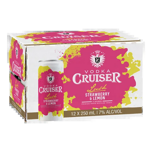 Cruiser Strawberry & Lemon 7% 250ml 12pk Cans
