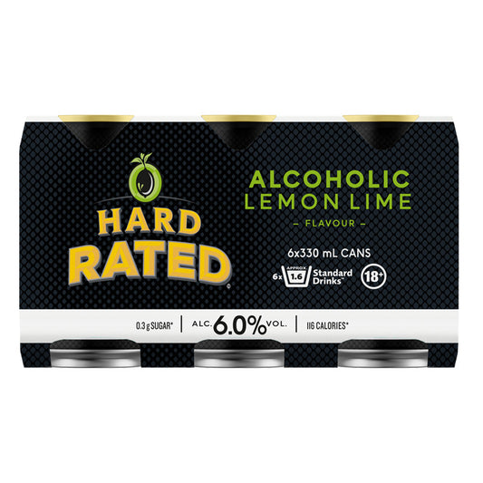 Hard Rated Alcoholic Lemon Lime cans 6pk