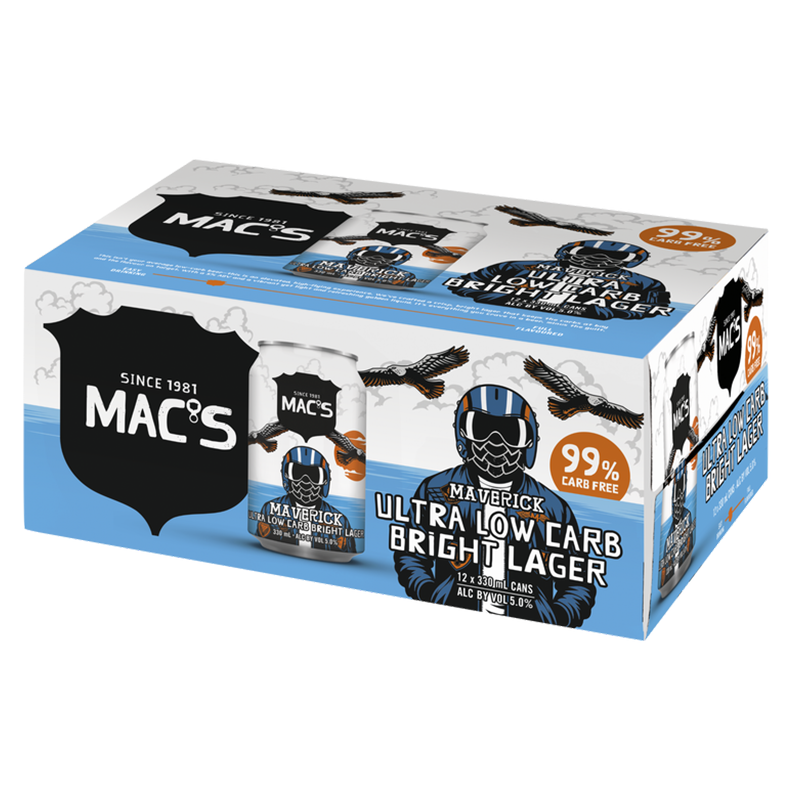 Mac's Maverick Ultra Low Carb Lager 330ml 12 Pack cans