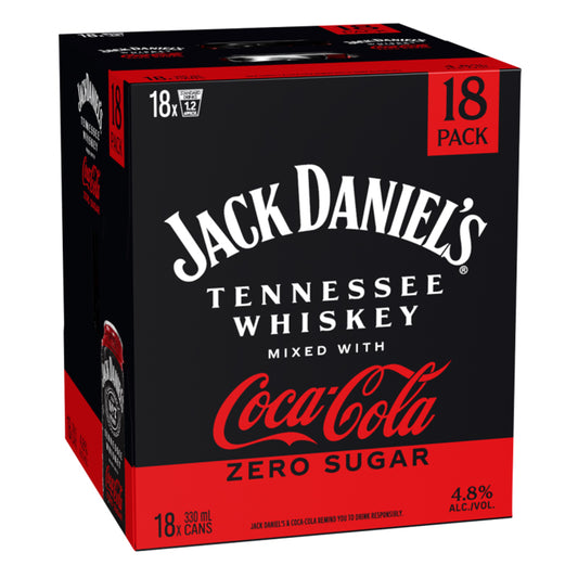 Jack Daniel’s & Coca-Cola Zero Sugar 4.8% 330ml 18pk Cans
