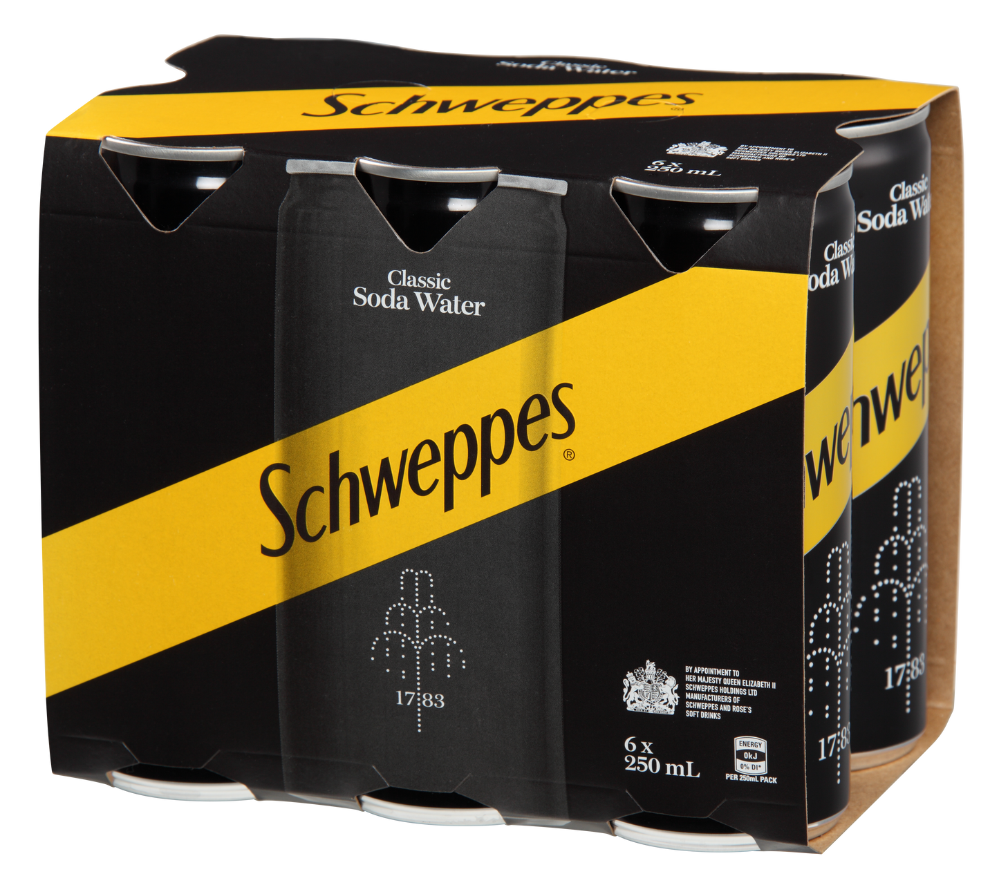 Schweppes Soda Water 6 Pack 250ml Cans