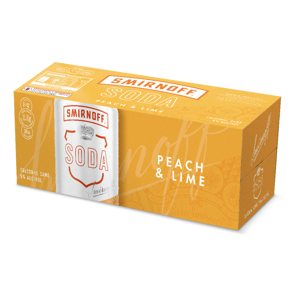 Smirnoff Soda Peach & Lime 10 pack