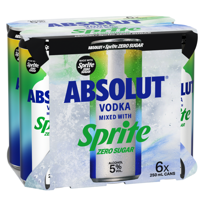 Absolut Vodka Mixed With Sprite Zero 5% 6x 250ml cans