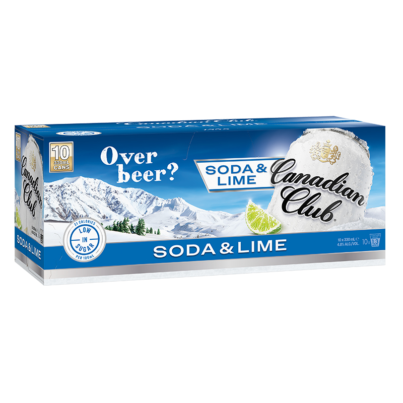 Canadian Club Soda & Lime 4.8% Cans 10x330ml