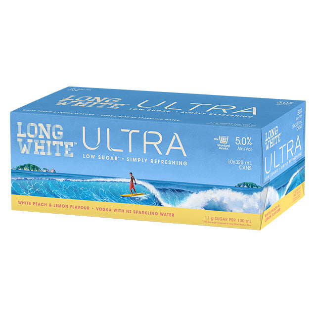 Long White ULTRA Peach & Lemon 10pk 320ml Cans